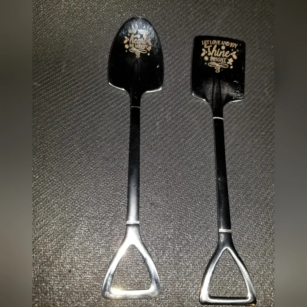 Set Of 2: Silver Shovel/spoon with Floral Accents & Motivational quotes.